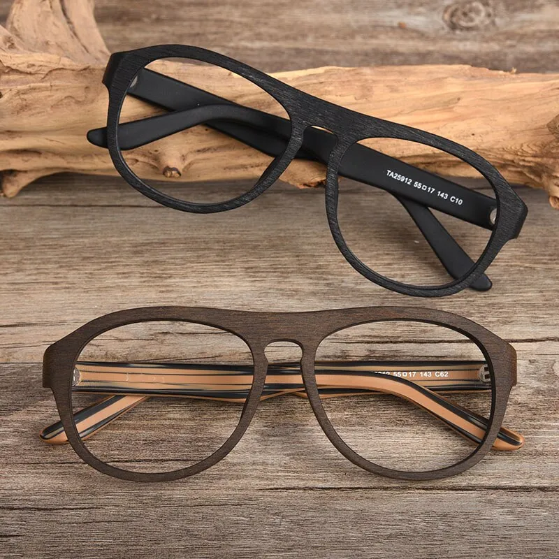 Hdcrafter Unisex Full Rim Square Bamboo Wood Eyeglasses Ta25912