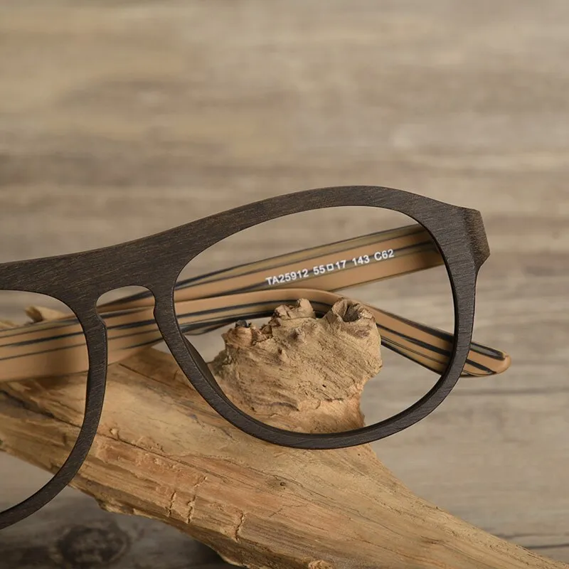 Hdcrafter Unisex Full Rim Square Bamboo Wood Eyeglasses Ta25912