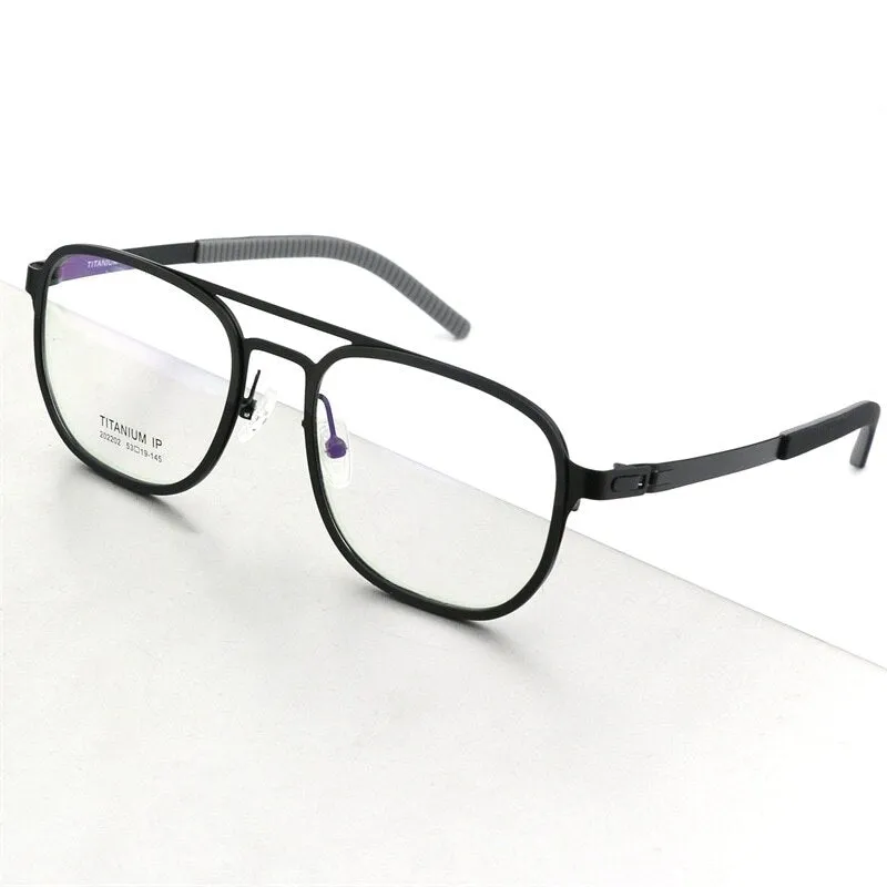 Hdcrafter Unisex Full Rim Square Double Bridge Titanium Eyeglasses 2202