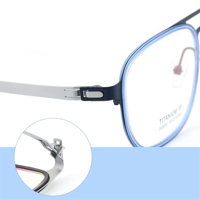 Hdcrafter Unisex Full Rim Square Double Bridge Titanium Eyeglasses 2202