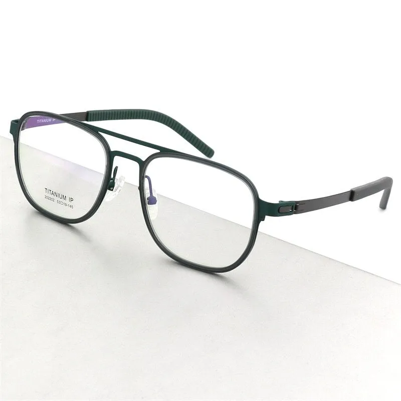 Hdcrafter Unisex Full Rim Square Double Bridge Titanium Eyeglasses 2202