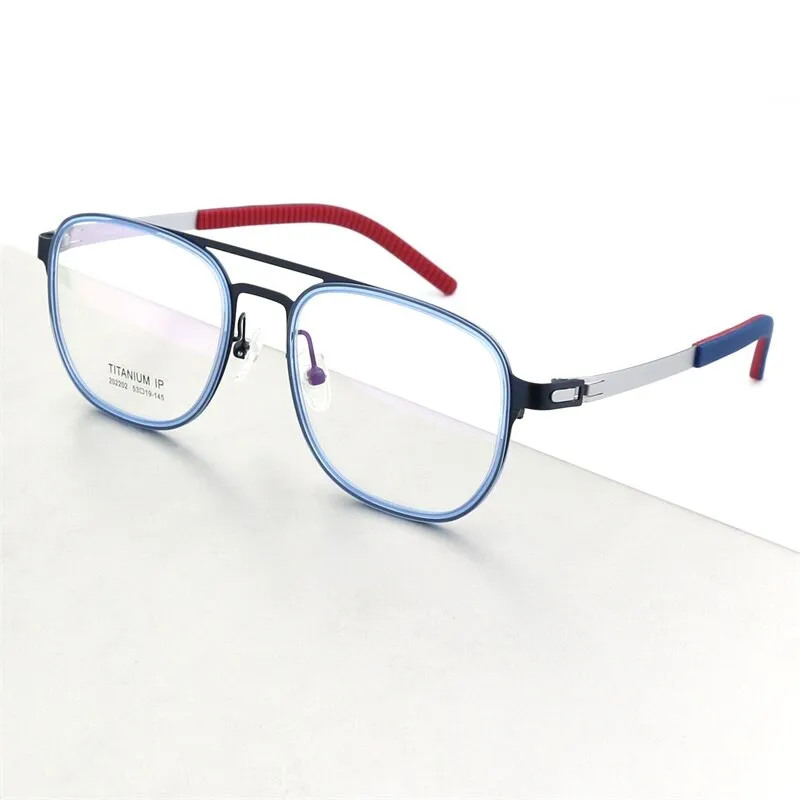 Hdcrafter Unisex Full Rim Square Double Bridge Titanium Eyeglasses 2202