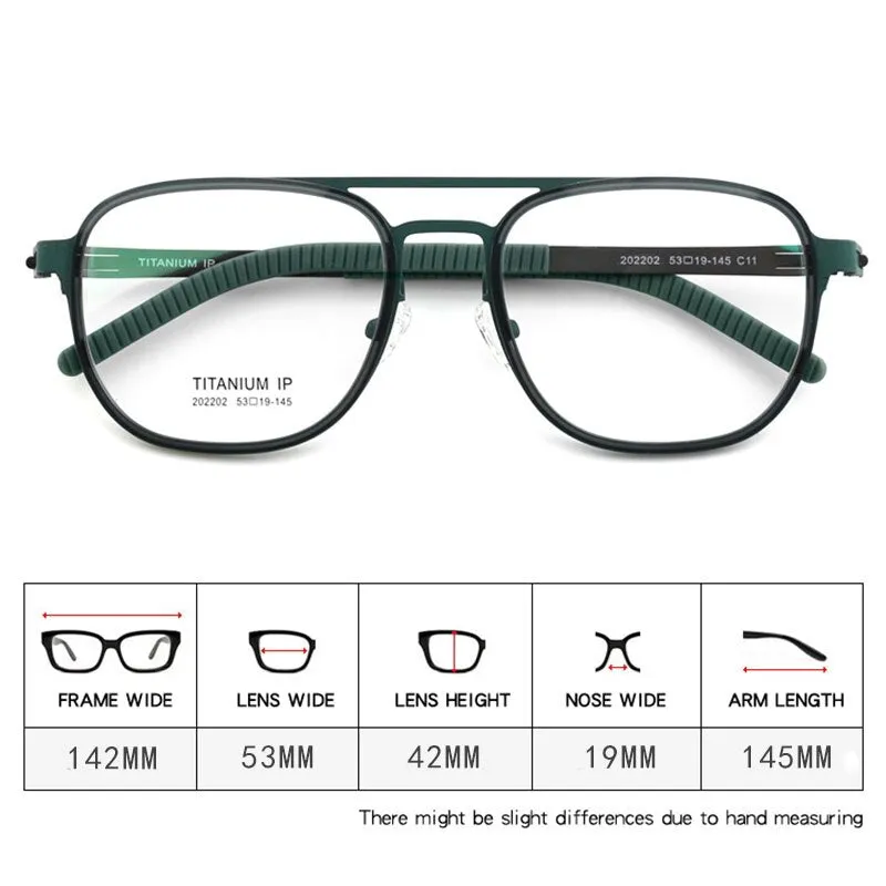 Hdcrafter Unisex Full Rim Square Double Bridge Titanium Eyeglasses 2202