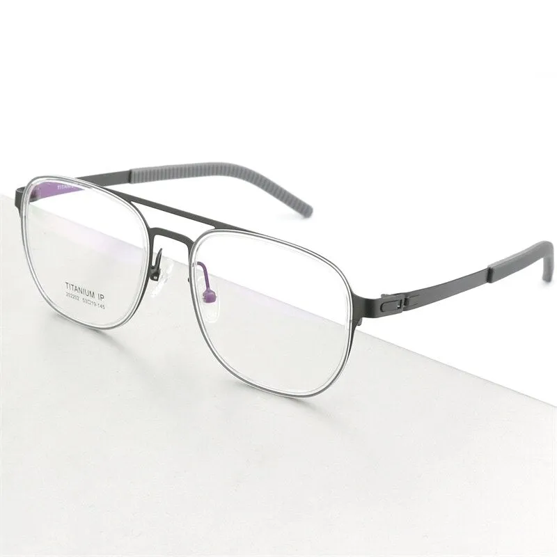 Hdcrafter Unisex Full Rim Square Double Bridge Titanium Eyeglasses 2202