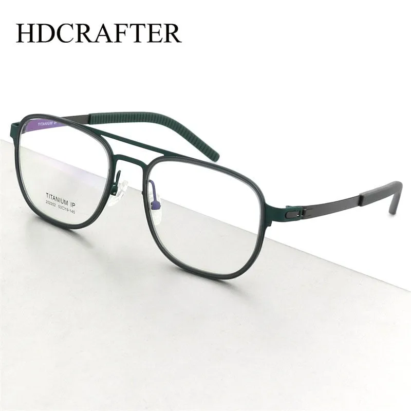 Hdcrafter Unisex Full Rim Square Double Bridge Titanium Eyeglasses 2202