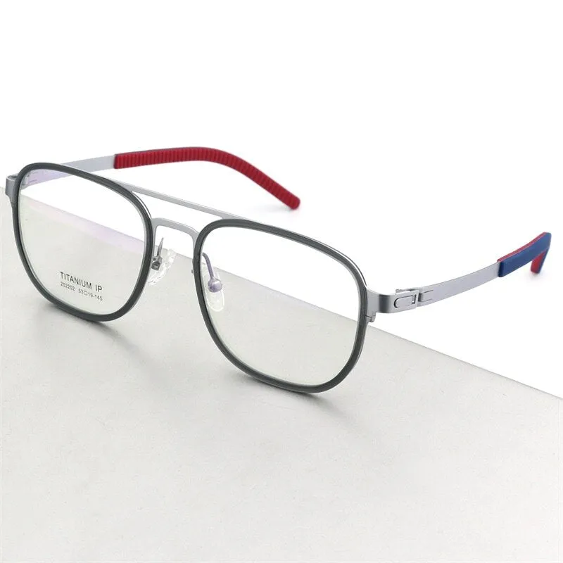 Hdcrafter Unisex Full Rim Square Double Bridge Titanium Eyeglasses 2202