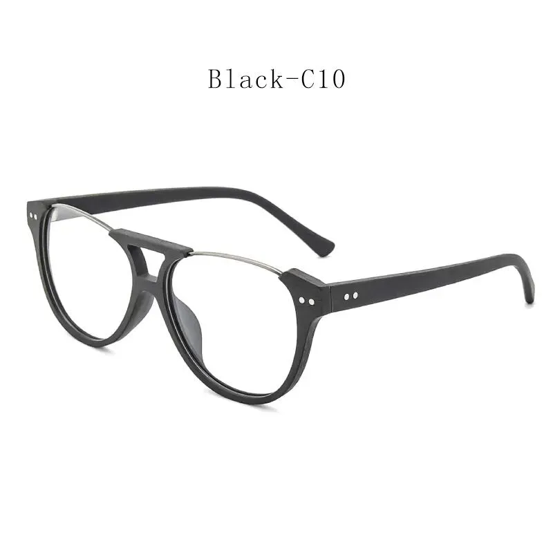 Hdcrafter Unisex Full Rim Square Double Bridge Wood Alloy Eyeglasses Ft5356