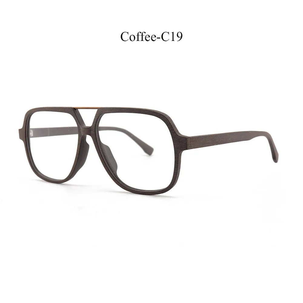Hdcrafter Unisex Full Rim Square Oversized Wood Eyeglasses Ps8210