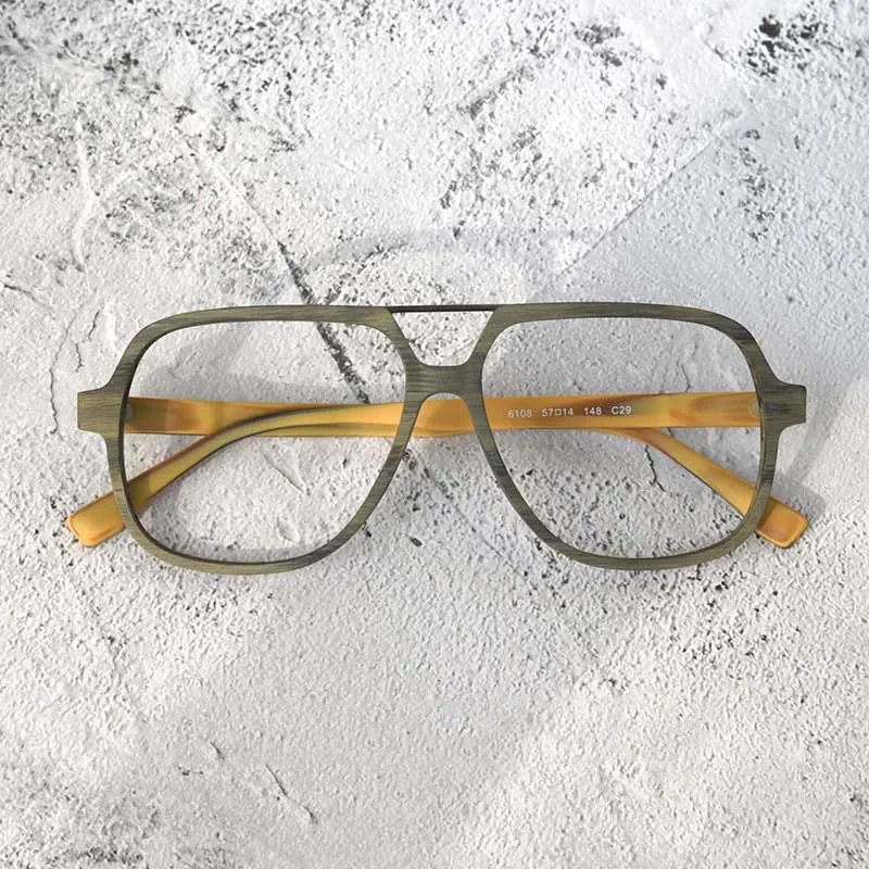 Hdcrafter Unisex Full Rim Square Oversized Wood Eyeglasses Ps8210