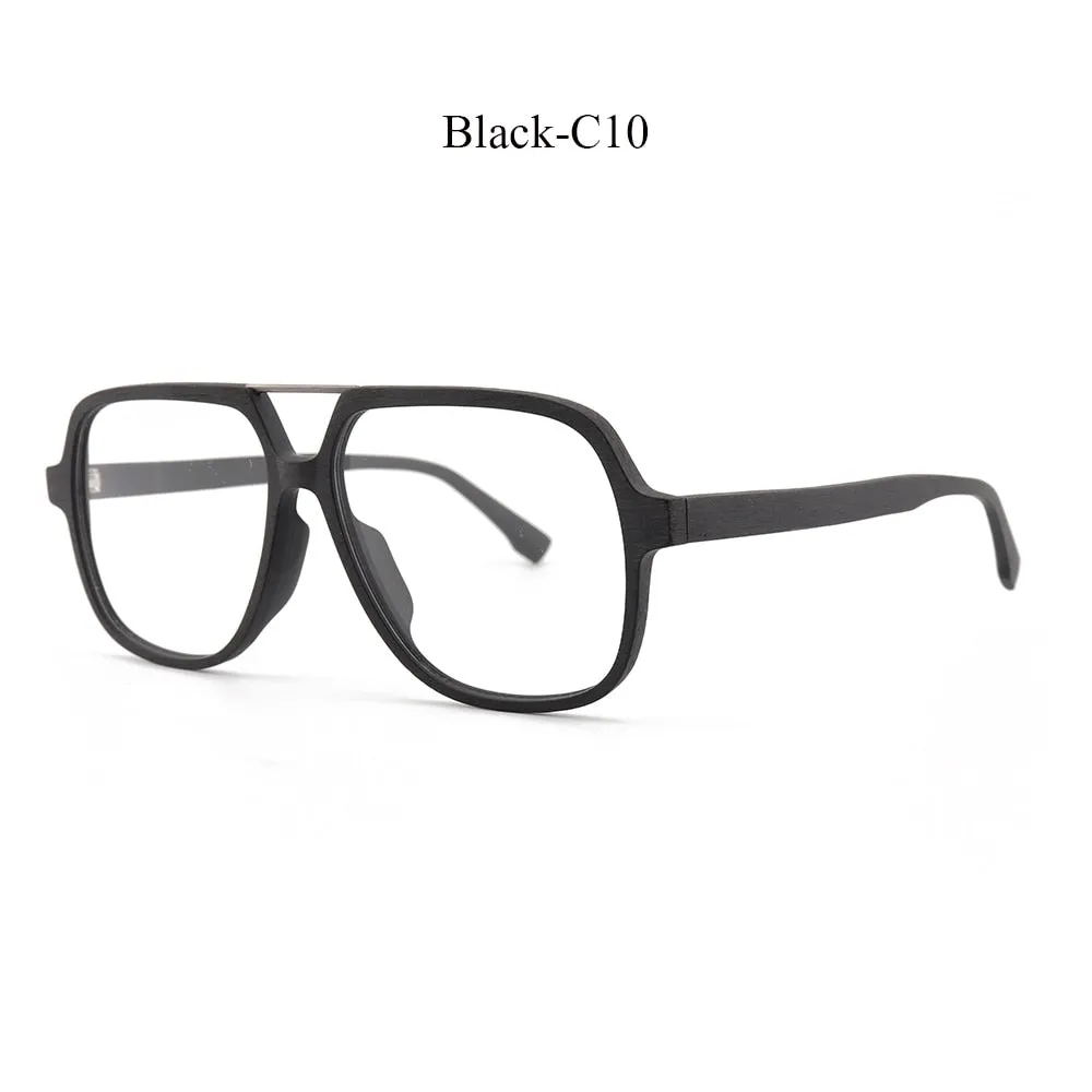 Hdcrafter Unisex Full Rim Square Oversized Wood Eyeglasses Ps8210