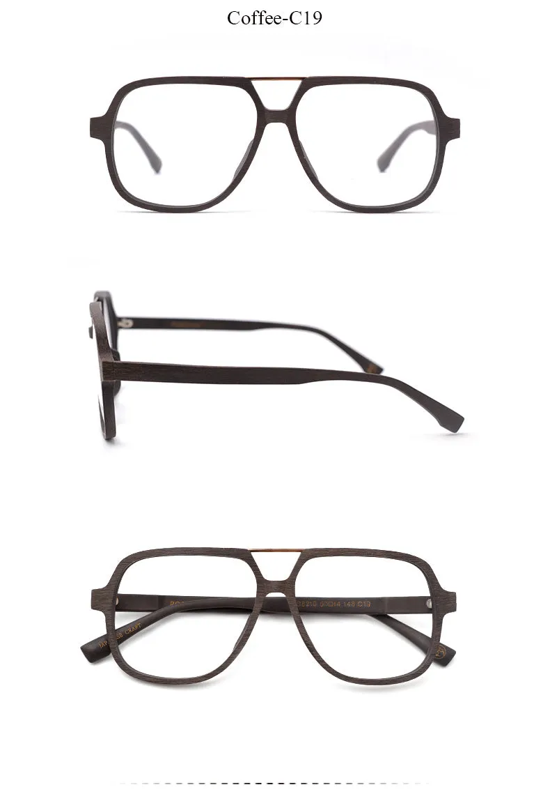 Hdcrafter Unisex Full Rim Square Oversized Wood Eyeglasses Ps8210