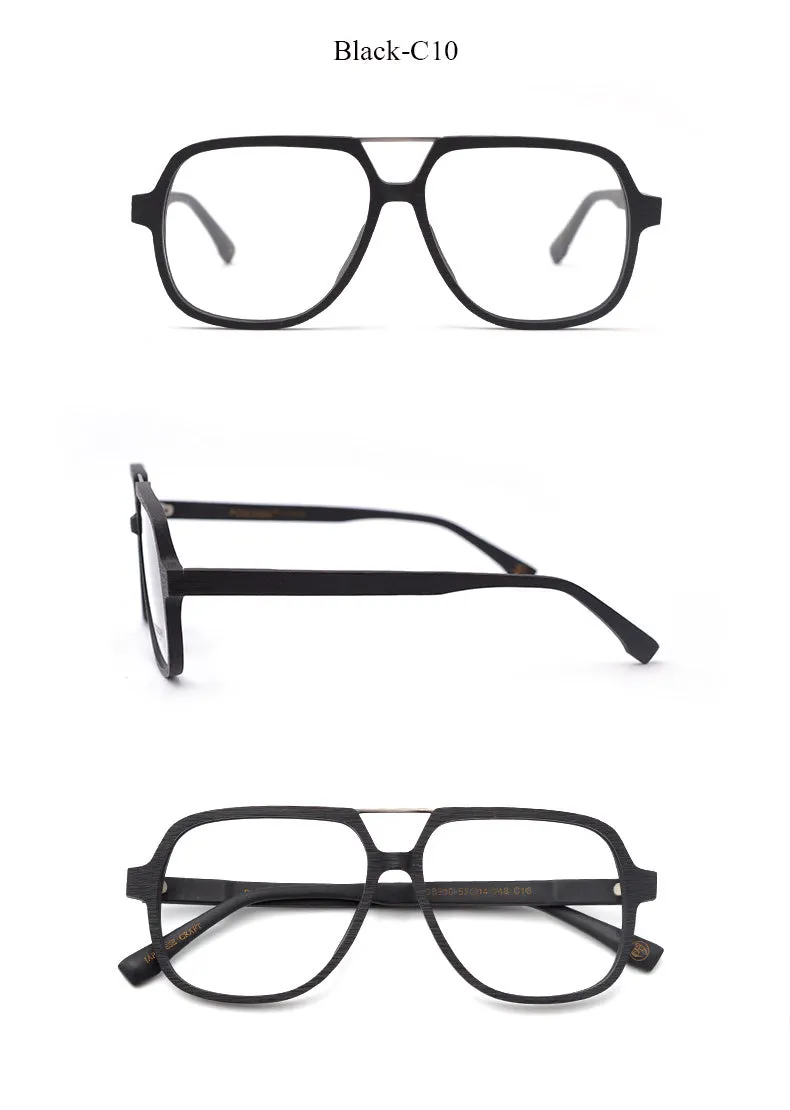 Hdcrafter Unisex Full Rim Square Oversized Wood Eyeglasses Ps8210