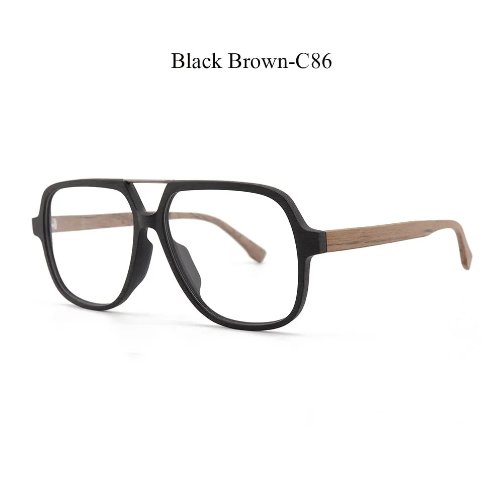 Hdcrafter Unisex Full Rim Square Oversized Wood Eyeglasses Ps8210