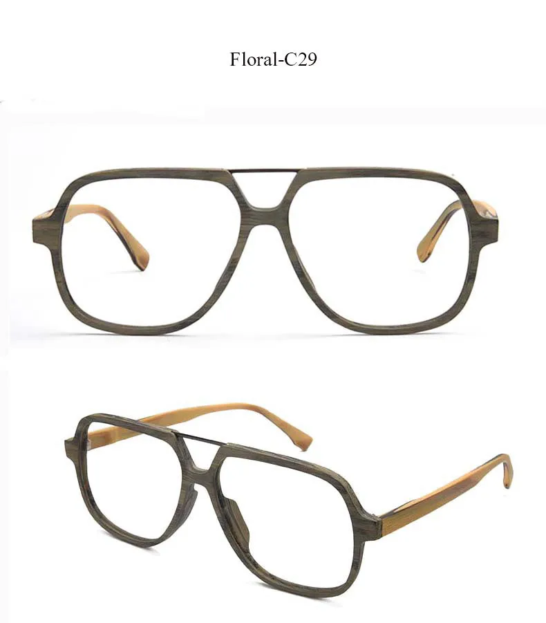Hdcrafter Unisex Full Rim Square Oversized Wood Eyeglasses Ps8210