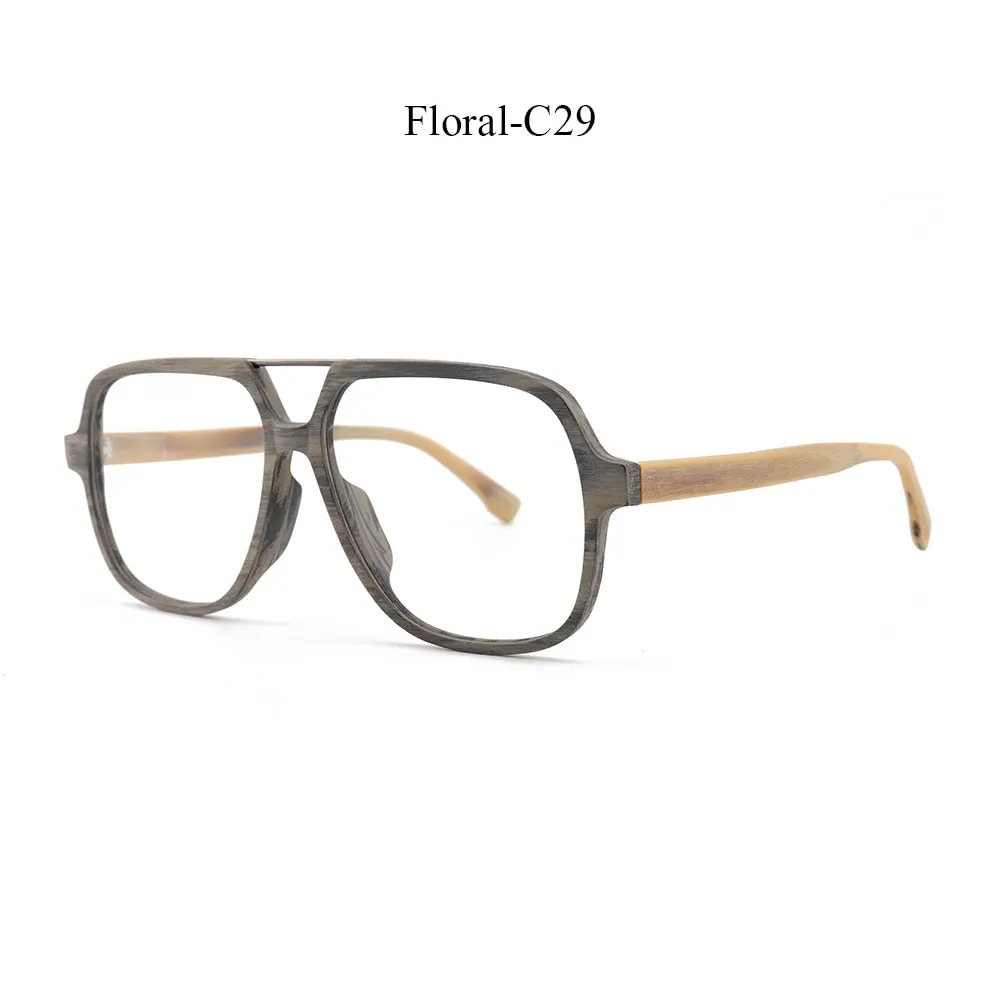 Hdcrafter Unisex Full Rim Square Oversized Wood Eyeglasses Ps8210