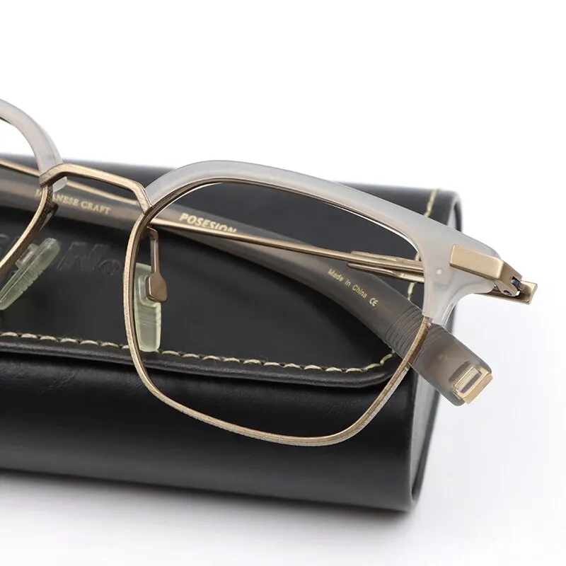 Hdcrafter Unisex Full Rim Square Titanium Frame Eyeglasses Ps7399