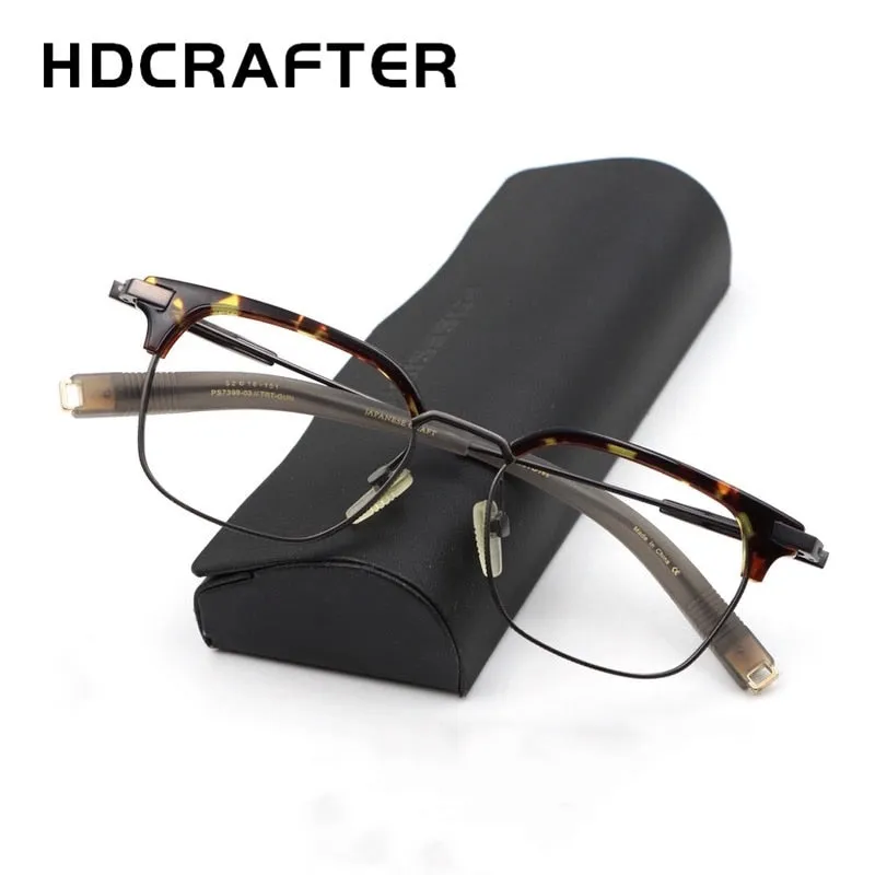 Hdcrafter Unisex Full Rim Square Titanium Frame Eyeglasses Ps7399