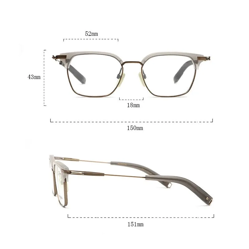 Hdcrafter Unisex Full Rim Square Titanium Frame Eyeglasses Ps7399