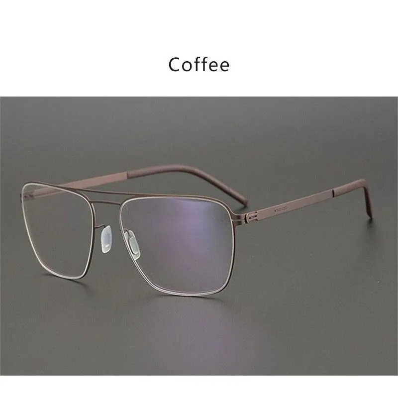 Hdcrafter Unisex Full Rim Square Tr 90 Titanium Double Bridge Eyeglasses
