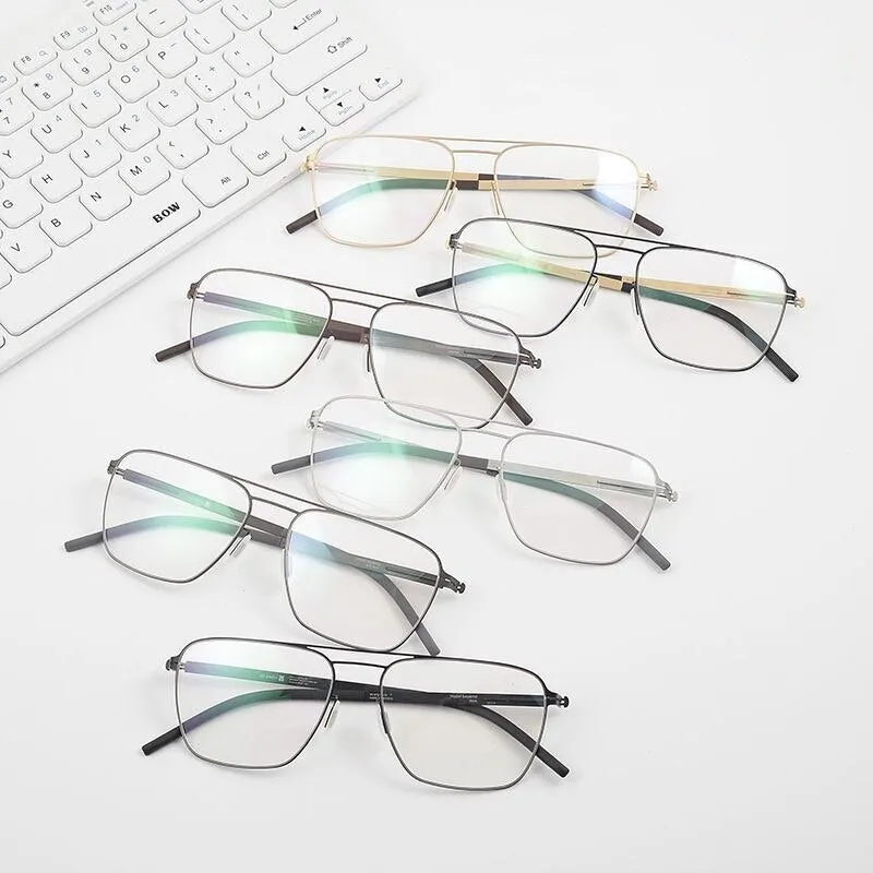 Hdcrafter Unisex Full Rim Square Tr 90 Titanium Double Bridge Eyeglasses