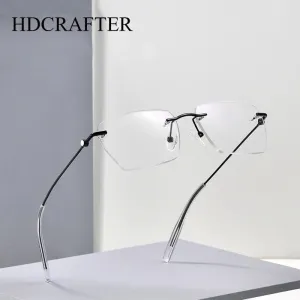 Hdcrafter Unisex Rimless Square Titanium Eyeglasses 71327