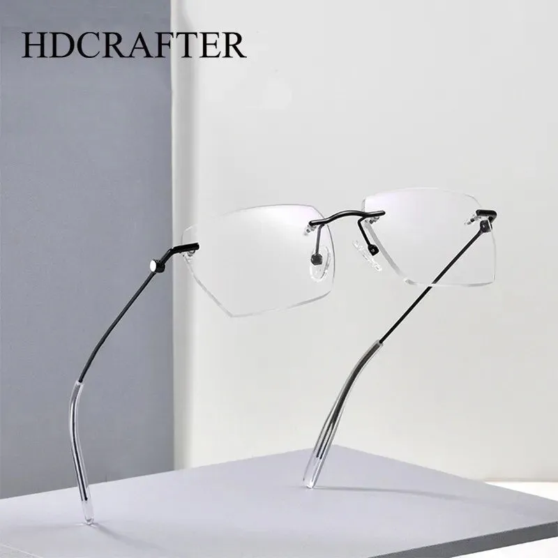 Hdcrafter Unisex Rimless Square Titanium Eyeglasses 71327