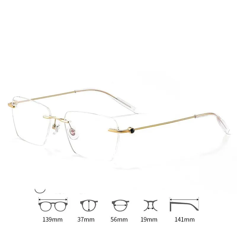 Hdcrafter Unisex Rimless Square Titanium Eyeglasses 71327