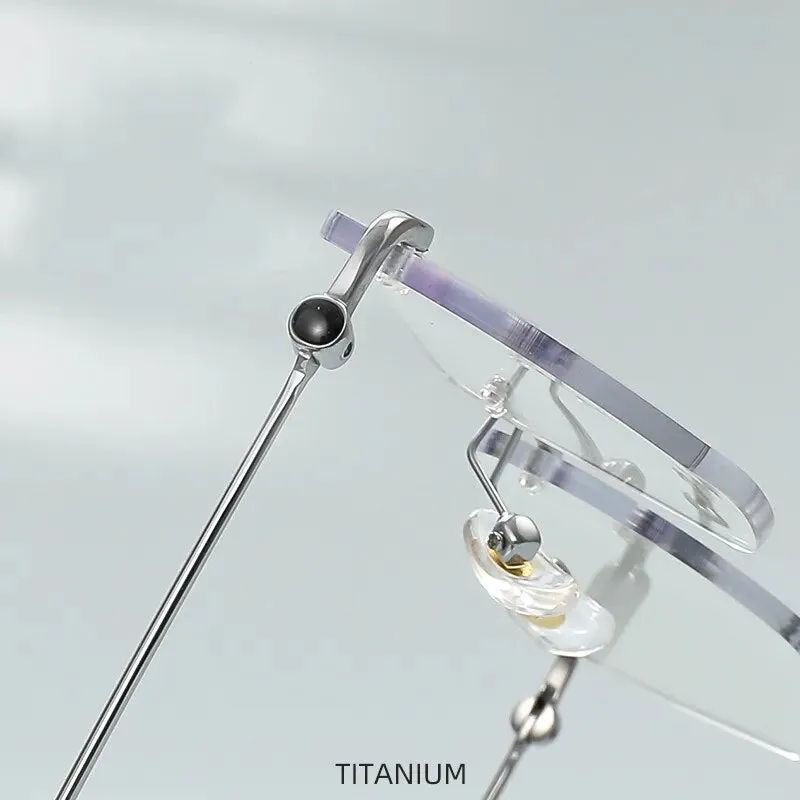 Hdcrafter Unisex Rimless Square Titanium Eyeglasses 71327