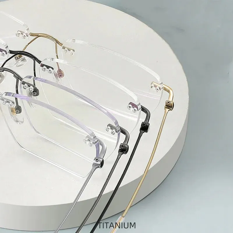 Hdcrafter Unisex Rimless Square Titanium Eyeglasses 71327