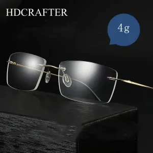 Hdcrafter Unisex Rimless Square Titanium Eyeglasses S8161