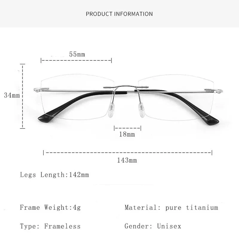 Hdcrafter Unisex Rimless Square Titanium Eyeglasses S8161