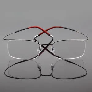 Hdcrafter Unisex Semi Rim Rectangle Titanium Frame Eyeglasses 9256