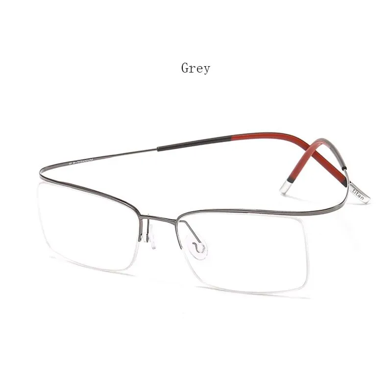 Hdcrafter Unisex Semi Rim Rectangle Titanium Frame Eyeglasses 9256
