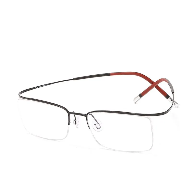 Hdcrafter Unisex Semi Rim Rectangle Titanium Frame Eyeglasses 9256