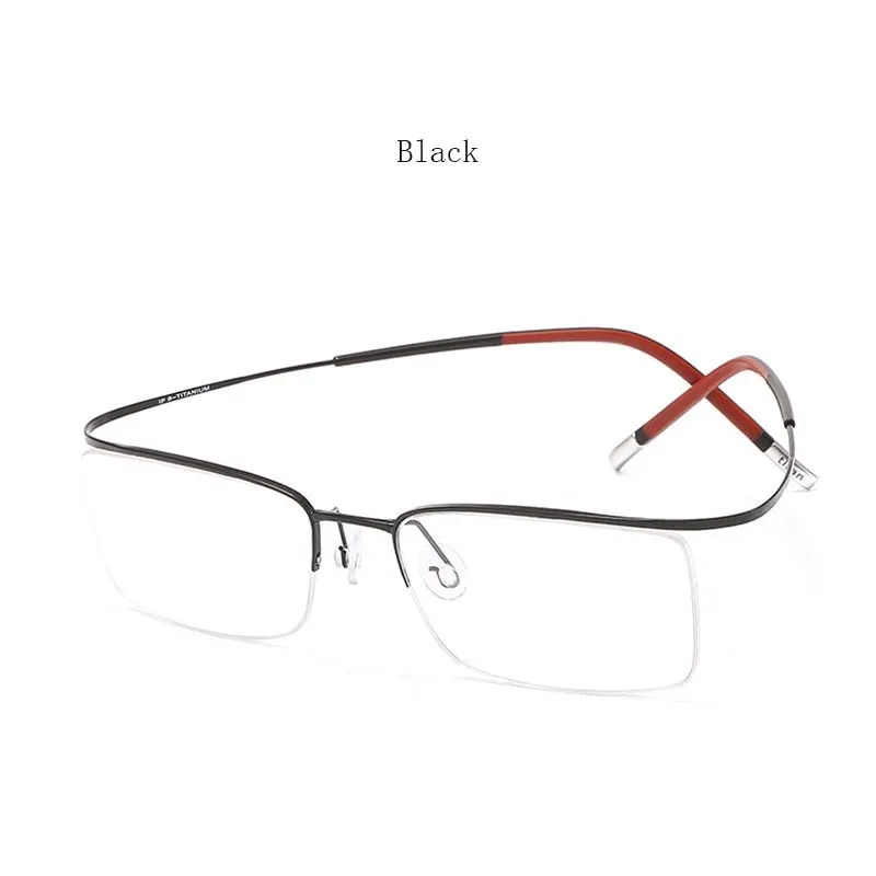 Hdcrafter Unisex Semi Rim Rectangle Titanium Frame Eyeglasses 9256