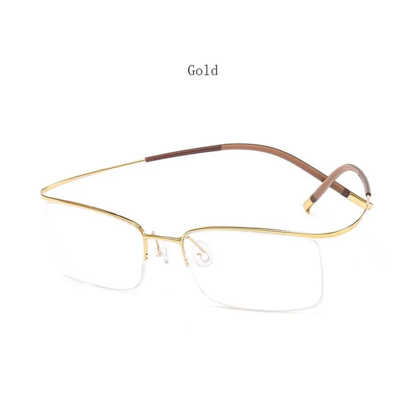 Hdcrafter Unisex Semi Rim Rectangle Titanium Frame Eyeglasses 9256