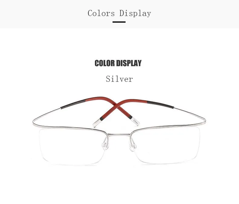Hdcrafter Unisex Semi Rim Rectangle Titanium Frame Eyeglasses 9256