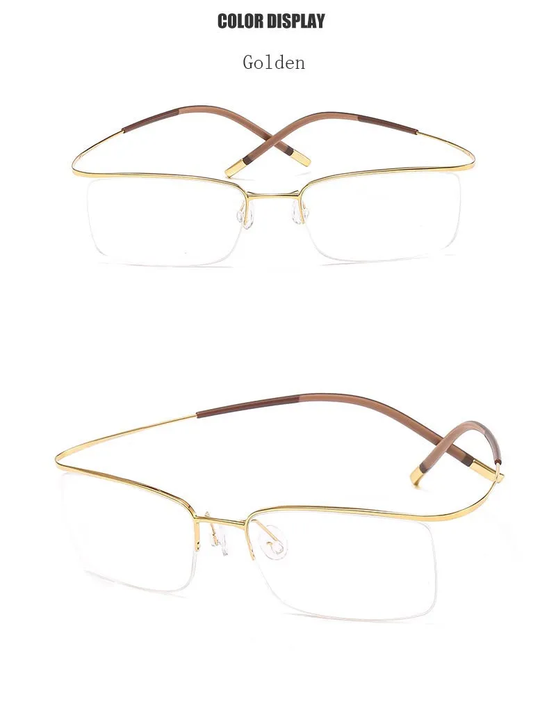 Hdcrafter Unisex Semi Rim Rectangle Titanium Frame Eyeglasses 9256