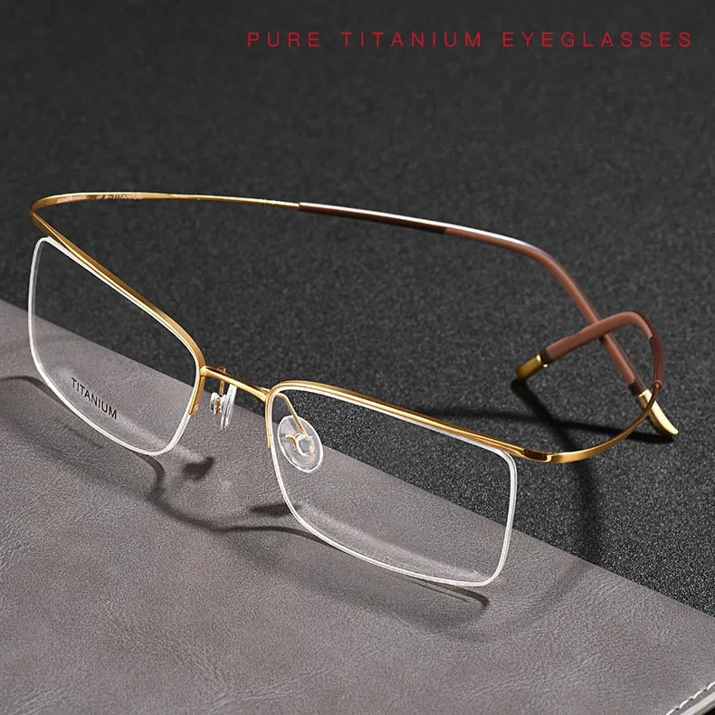 Hdcrafter Unisex Semi Rim Rectangle Titanium Frame Eyeglasses 9256