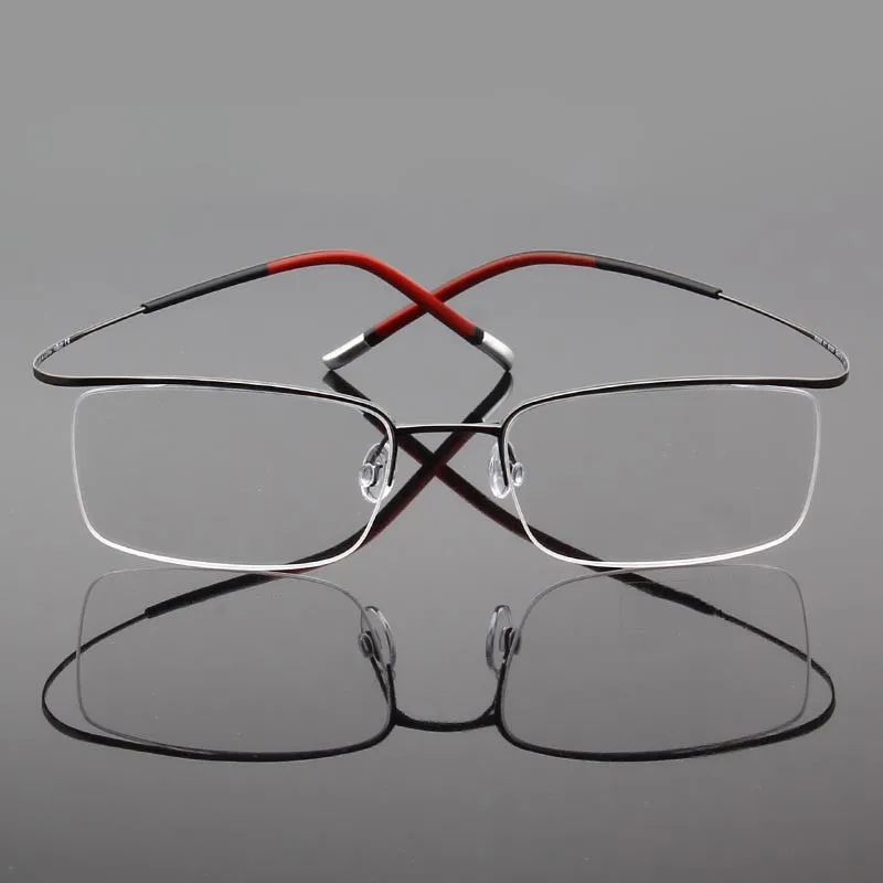 Hdcrafter Unisex Semi Rim Rectangle Titanium Frame Eyeglasses 9256