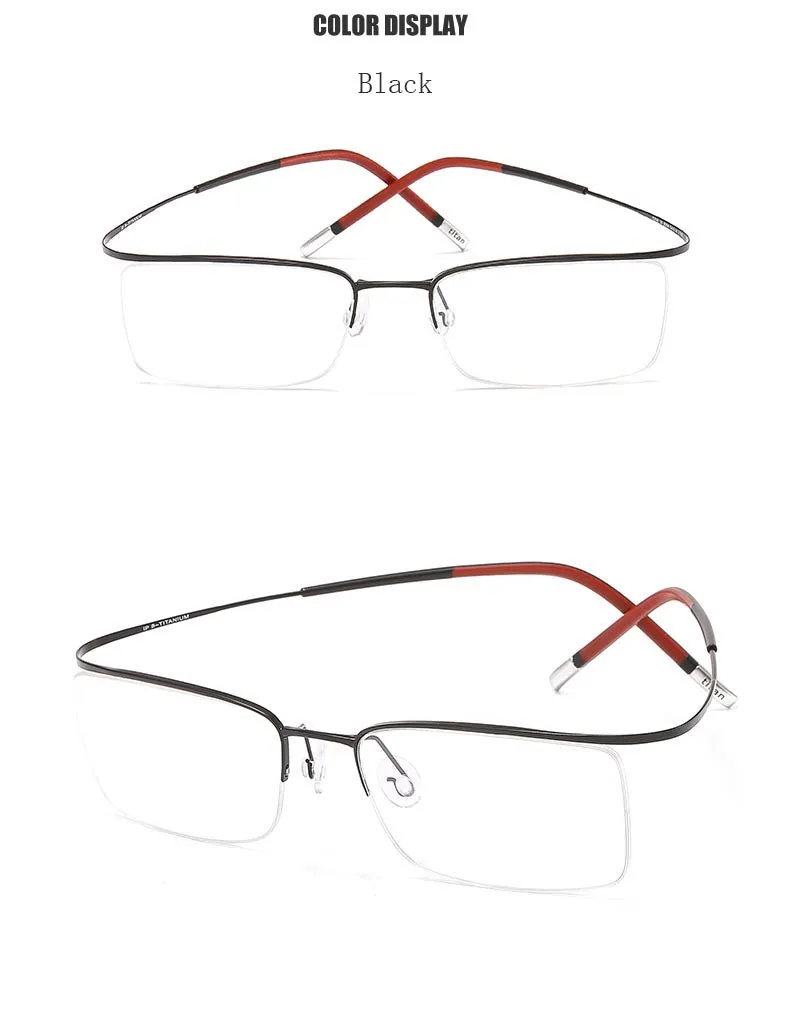 Hdcrafter Unisex Semi Rim Rectangle Titanium Frame Eyeglasses 9256