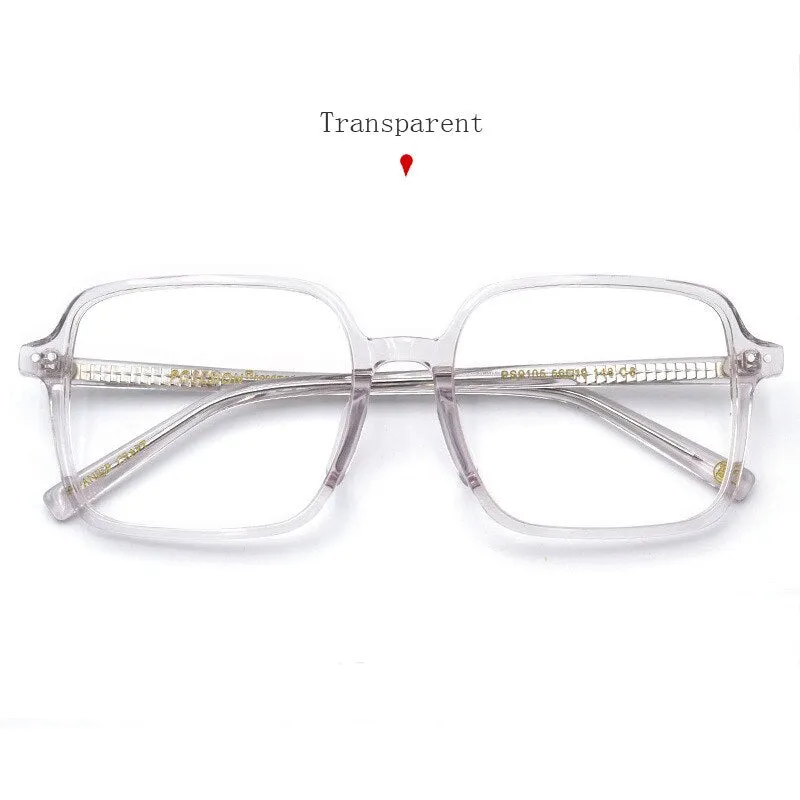 Hdcrafter Women's Full Rim Oversized Square Acetate Frame Eyeglasses Ps9105