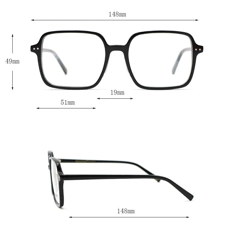 Hdcrafter Women's Full Rim Oversized Square Acetate Frame Eyeglasses Ps9105