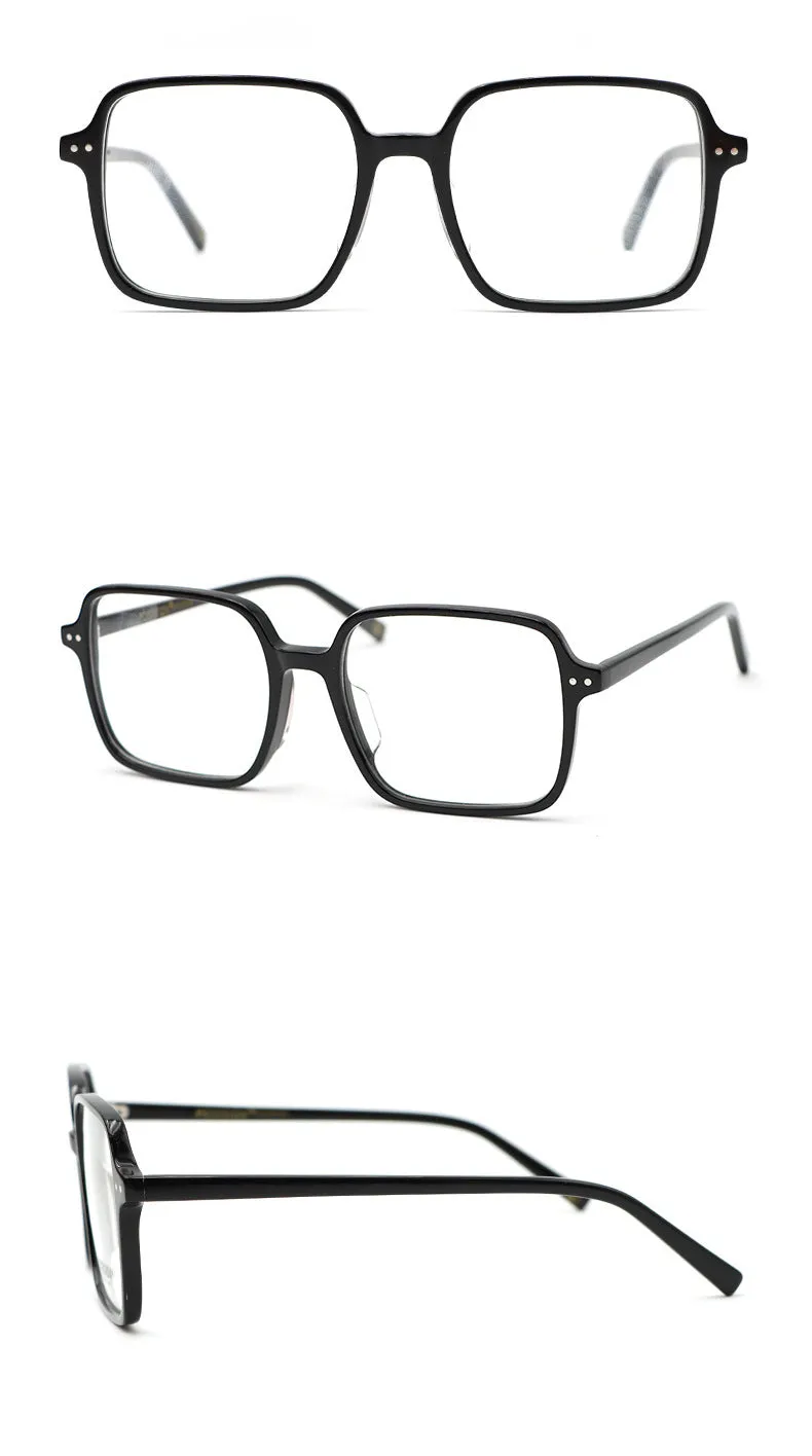 Hdcrafter Women's Full Rim Oversized Square Acetate Frame Eyeglasses Ps9105