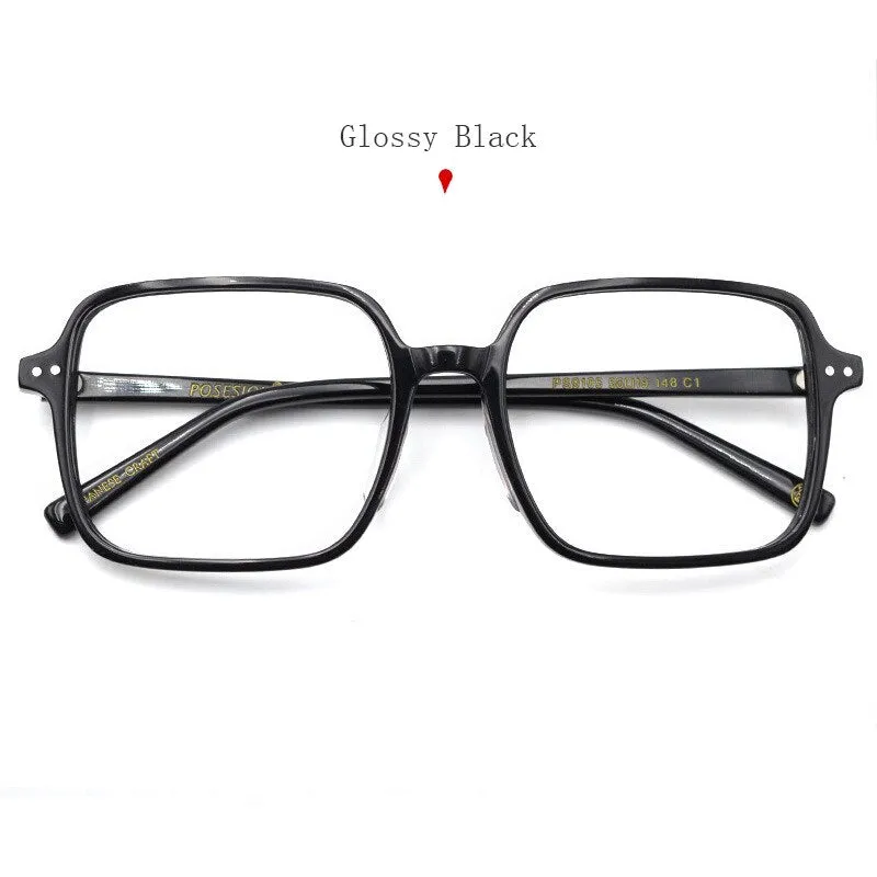 Hdcrafter Women's Full Rim Oversized Square Acetate Frame Eyeglasses Ps9105