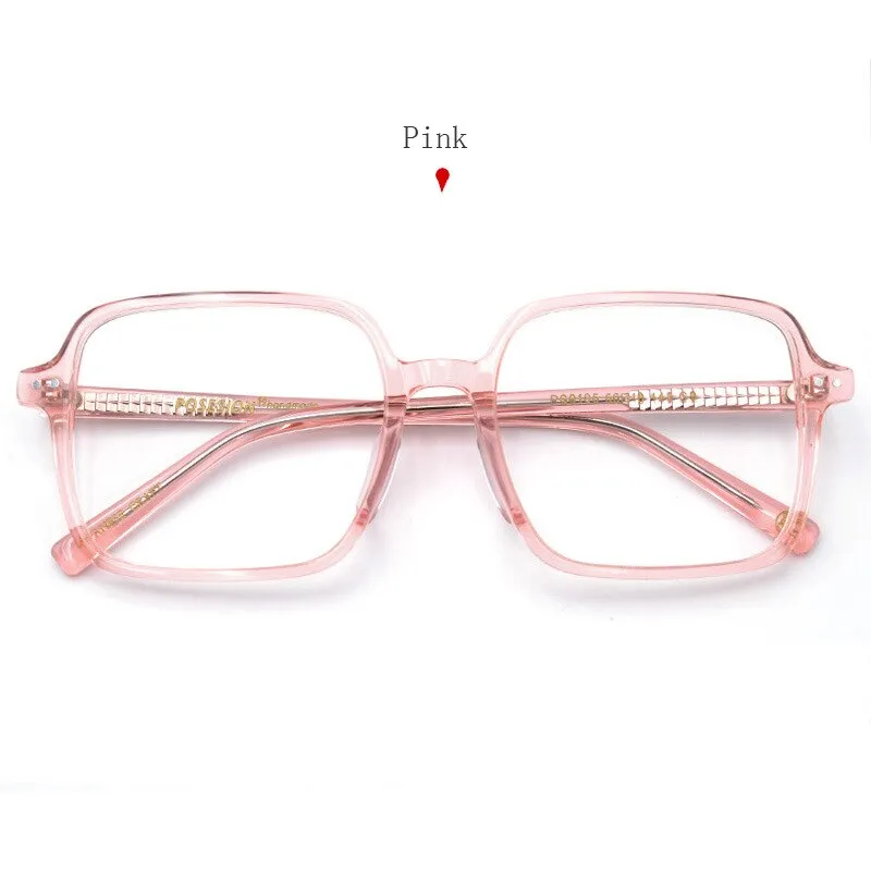 Hdcrafter Women's Full Rim Oversized Square Acetate Frame Eyeglasses Ps9105