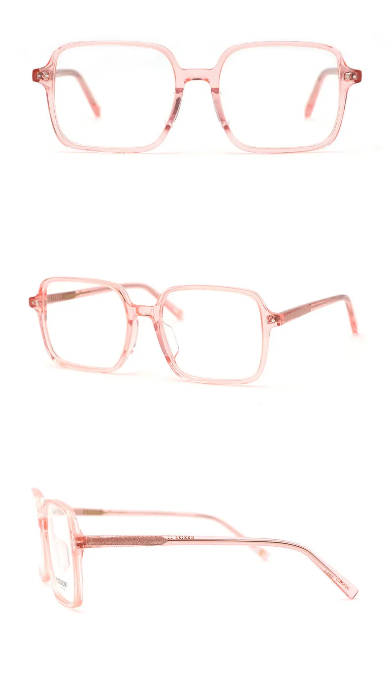 Hdcrafter Women's Full Rim Oversized Square Acetate Frame Eyeglasses Ps9105