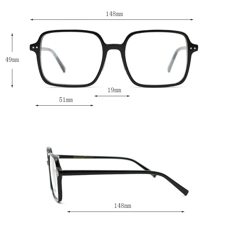 Hdcrafter Women's Full Rim Oversized Square Acetate Frame Eyeglasses Ps9105