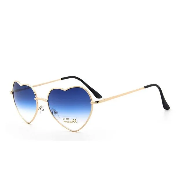Heart Shaped Metal Clear Lens Retro Sunglasses