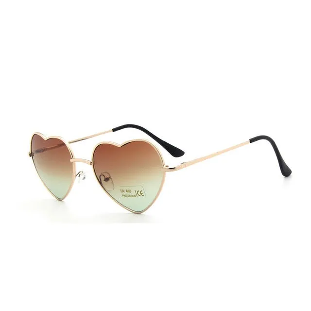 Heart Shaped Metal Clear Lens Retro Sunglasses